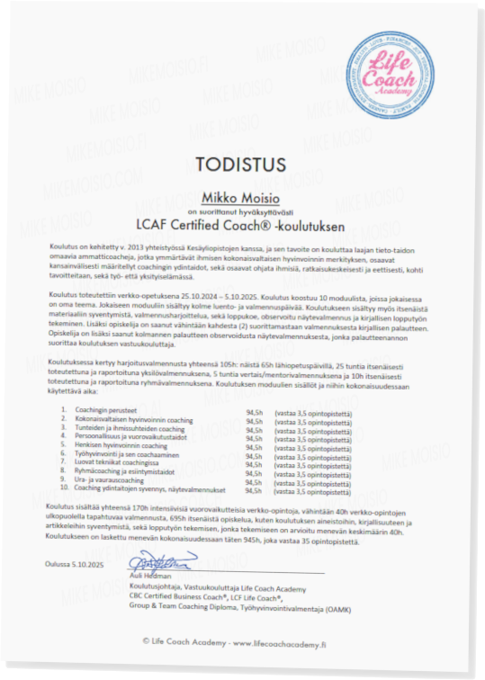 LCAF Certified Coach